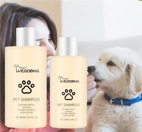 Mild pet shampoo bottle for cats and dogs with hair softening formula