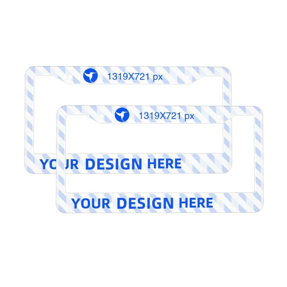 Pair of round hole aluminium licence plate holders with custom eagle design for front and rear car registration plates