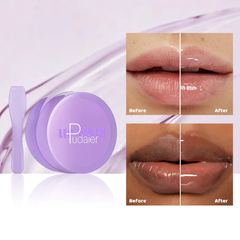 Exfoliating lip balm treatment with scraper tool in packaging