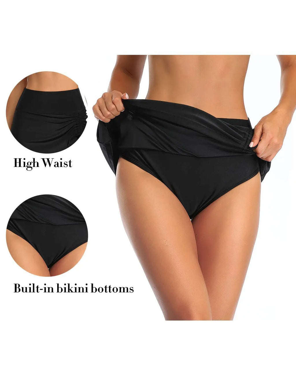 Women's solid colour briefs-style swimming trunks in polyester fabric