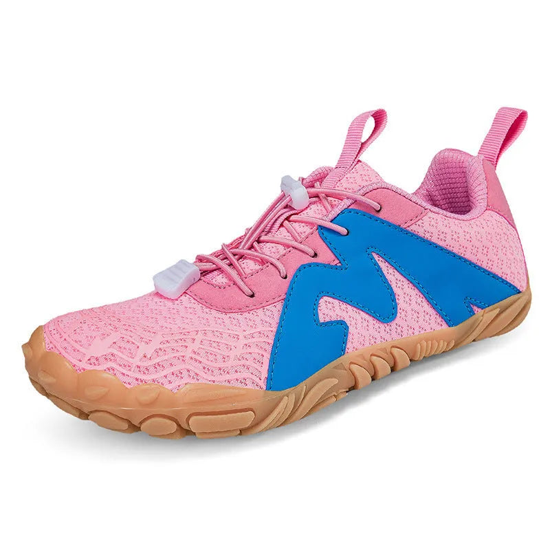 Couple sports climbing shoes in A83 colours with Flyknit lining and rubber soles