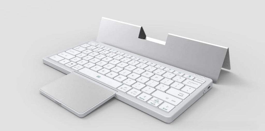Three-in-one Bluetooth keyboard with touch pad in leather sheath stand for tablets and mobile phones