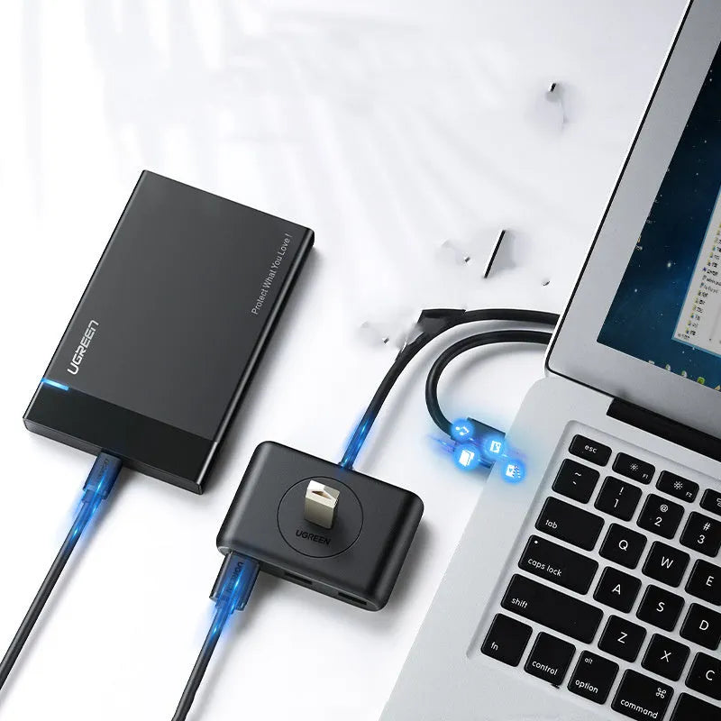 Black USB 3.0 extender adapter hub with USB cable, 300mb/s, multi-length option