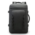 Men's expandable backpack Oxford cloth 20-35L black solid colour curved shoulder straps stitching details