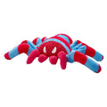 Red soft plush dog toy with squeaker for medium and large breed chewing and interactive play