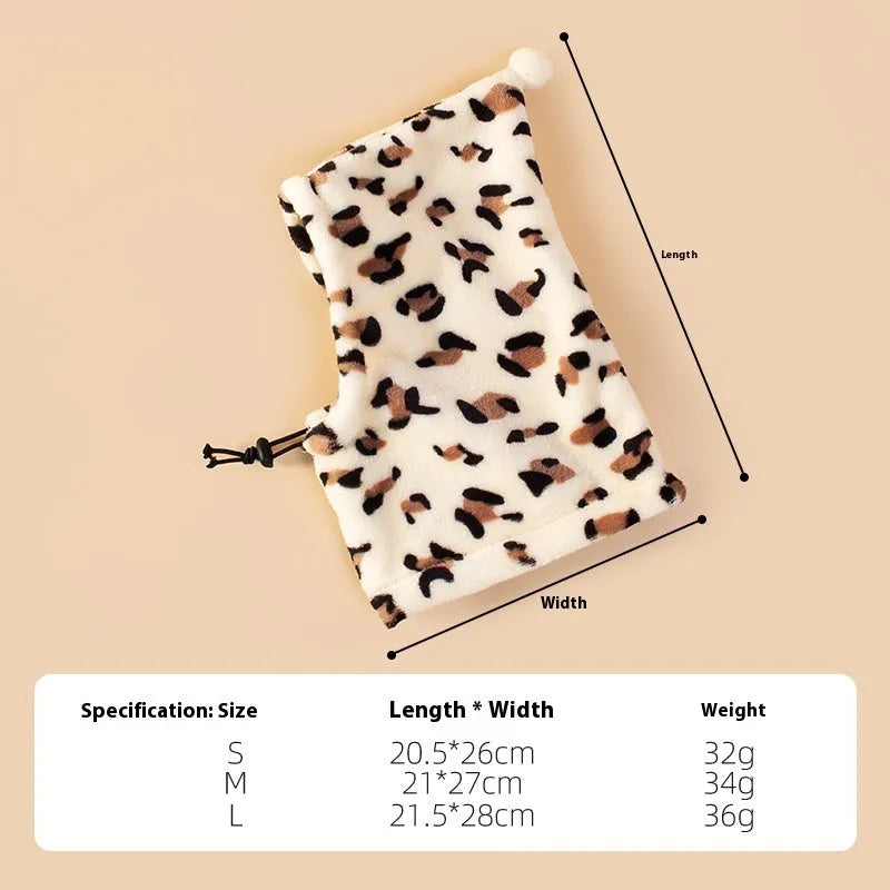 Bear style rabbit ear cloth headdress for pets in leopard print, black, or red