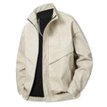 Men's slim fit PU leather coat in Black Gray, straight hem, side pockets, spring autumn casual wear