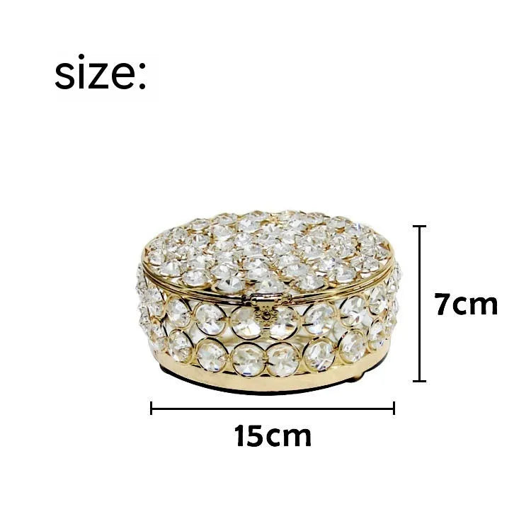 French gold metal frame crystal glass transparent jewellery storage box