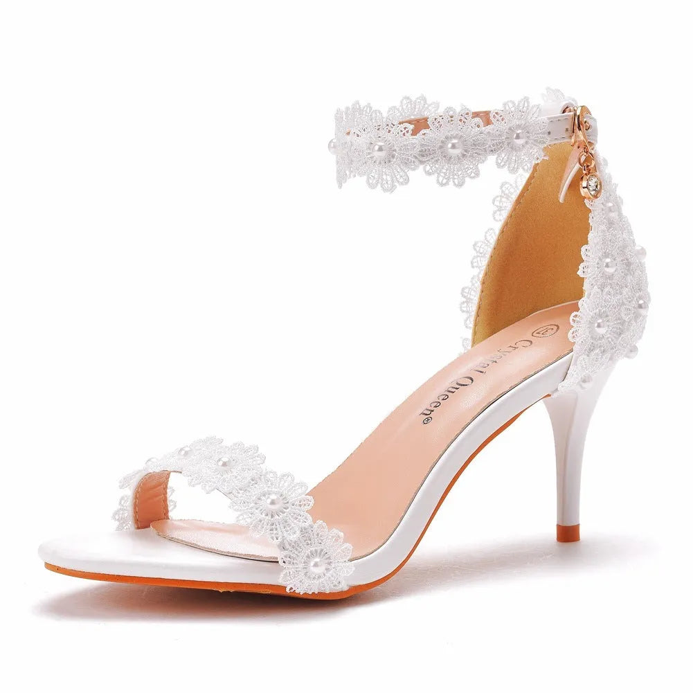 Rhinestone high heel shoes for women, super high stiletto heel, white diamond finish, PU sole