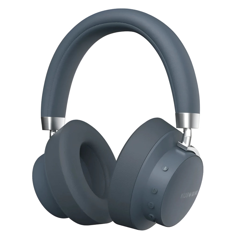 Grey sports wireless Bluetooth headset with head-mounted design showing earphone placement