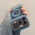 CD record large window silicone phone case for Apple iPhone with mirror accent and frosted finish
