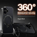 Black aramid fiber frameless phone case with bracket for iPhone 15 Pro Max
