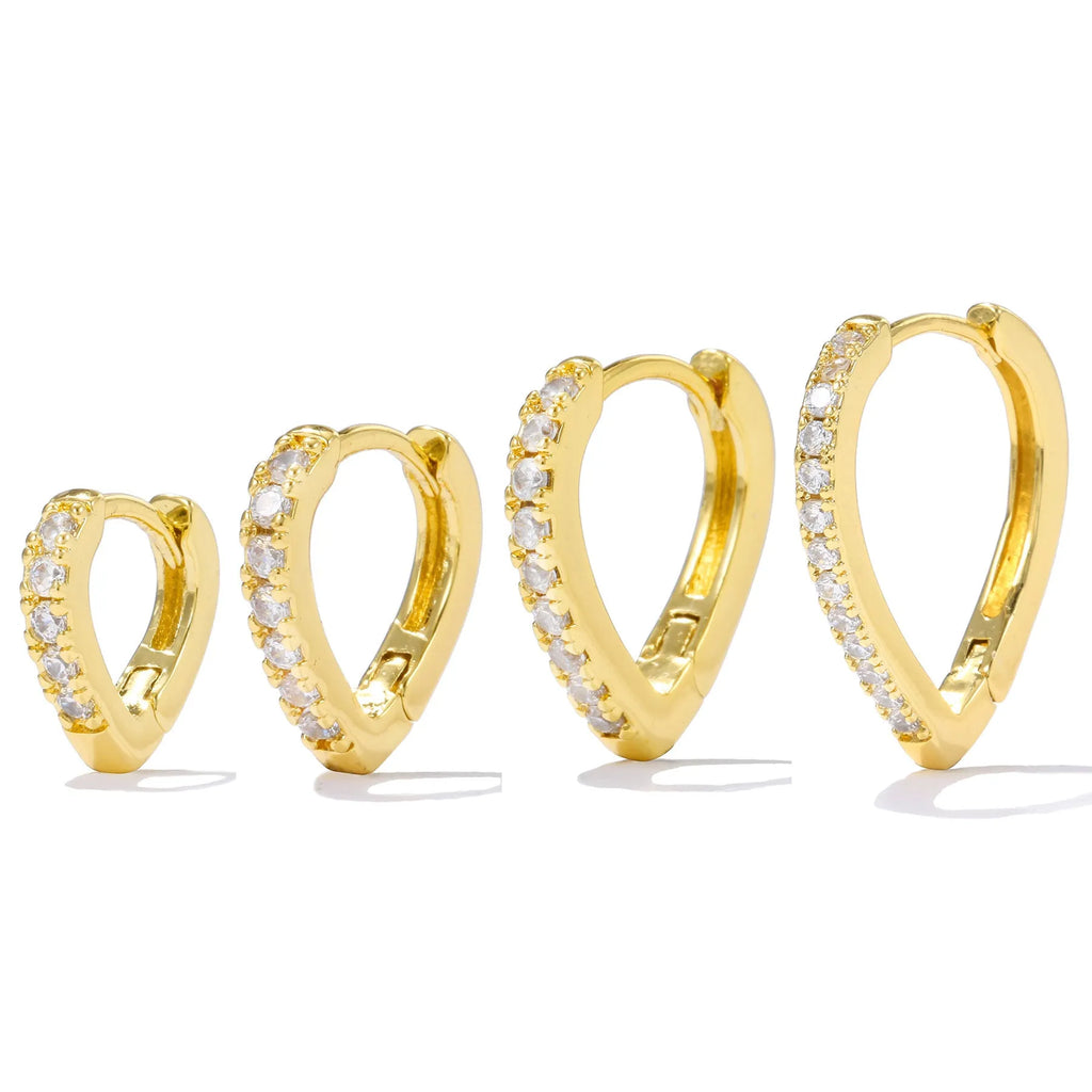 Geometric heart-shaped copper ear clip with electroplated gold finish and clip-on fitting