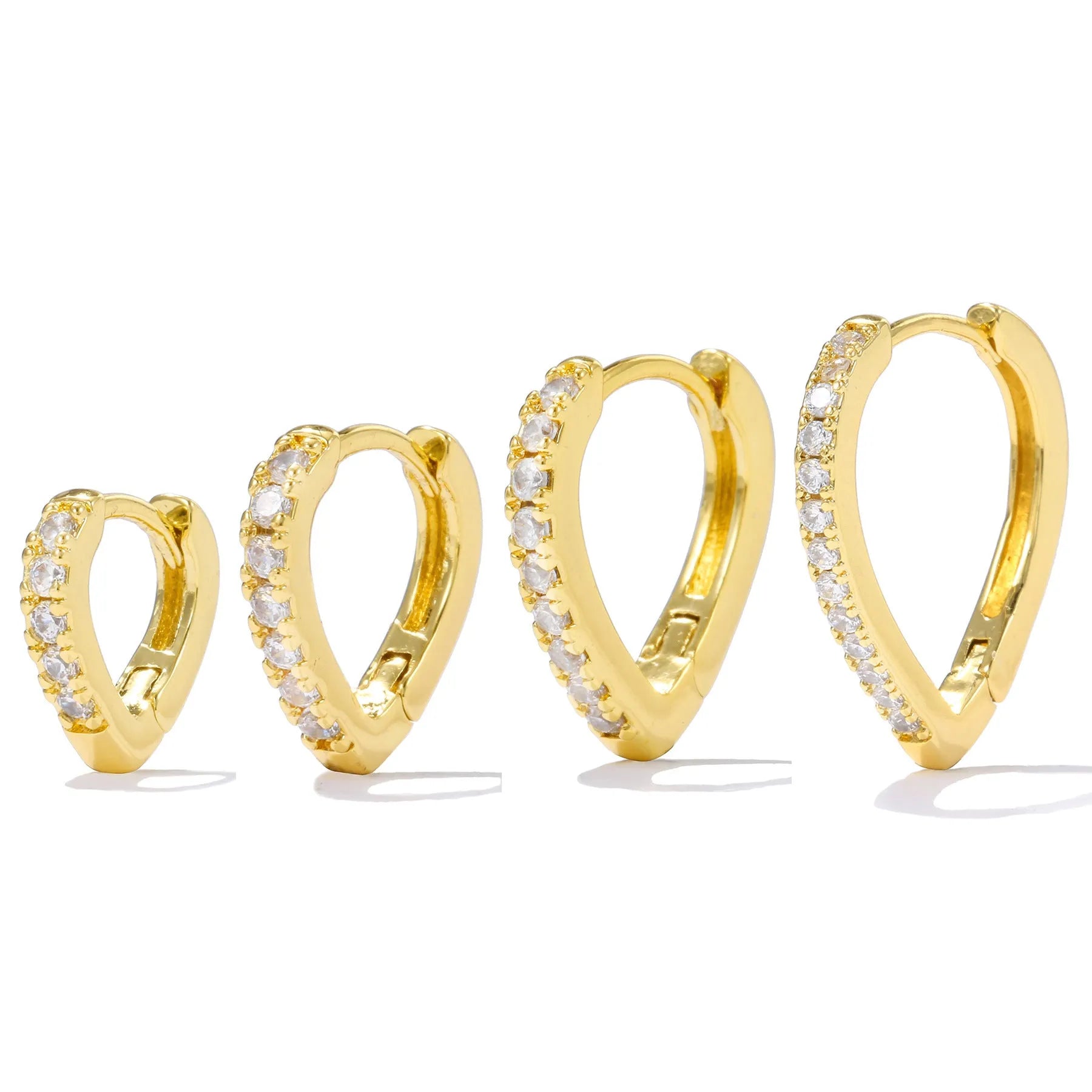 Geometric heart-shaped copper ear clip with electroplated gold finish and clip-on fitting
