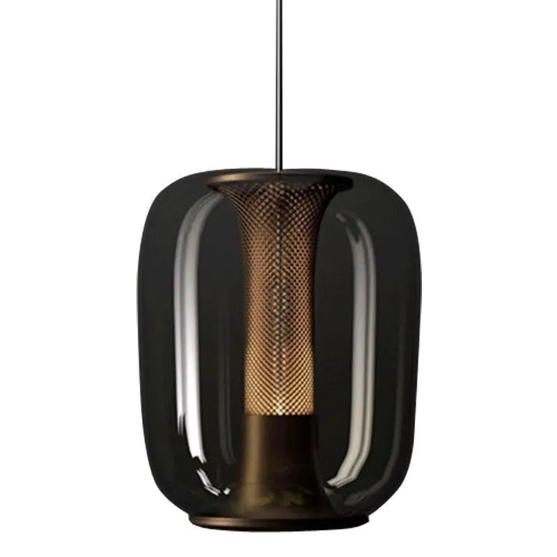 Minimalist Nordic chandelier with metal and glass construction in three colour options