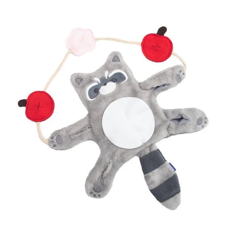 Brown plush self-relieving teddy bear toy for small dogs with food hiding feature