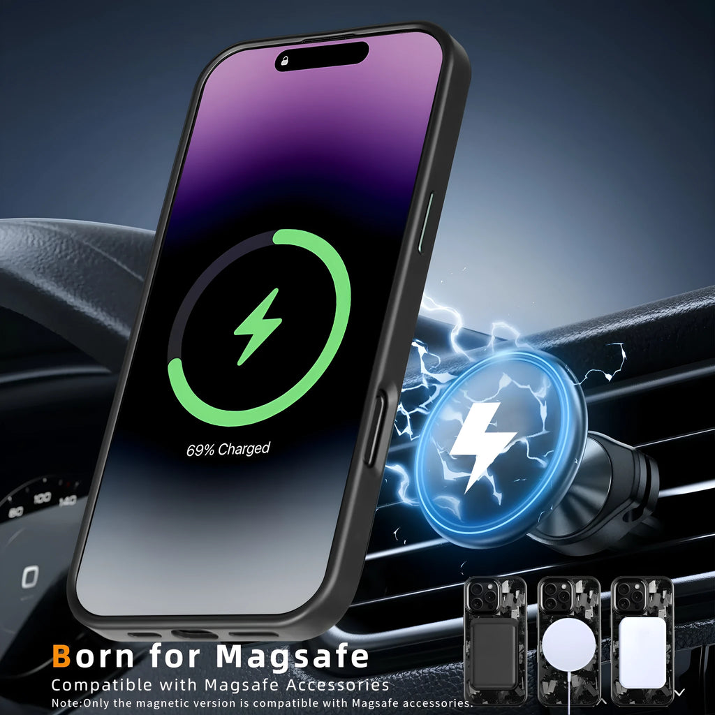 Carbon fibre forged pattern phone case in black on iPhone, showing full-coverage design and material texture