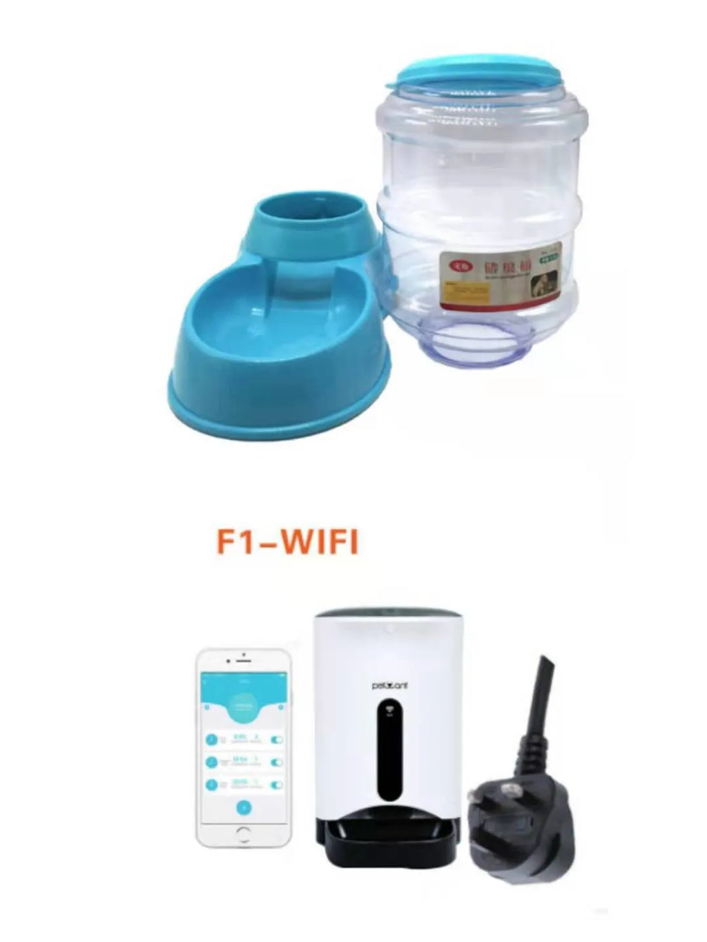 3.5L automatic gravity pet feeding basin for cats and dogs, available in blue, green, and pink colours