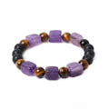 Square amethyst and volcanic stone geometric bracelet with handmade 8mm beads in five colour options