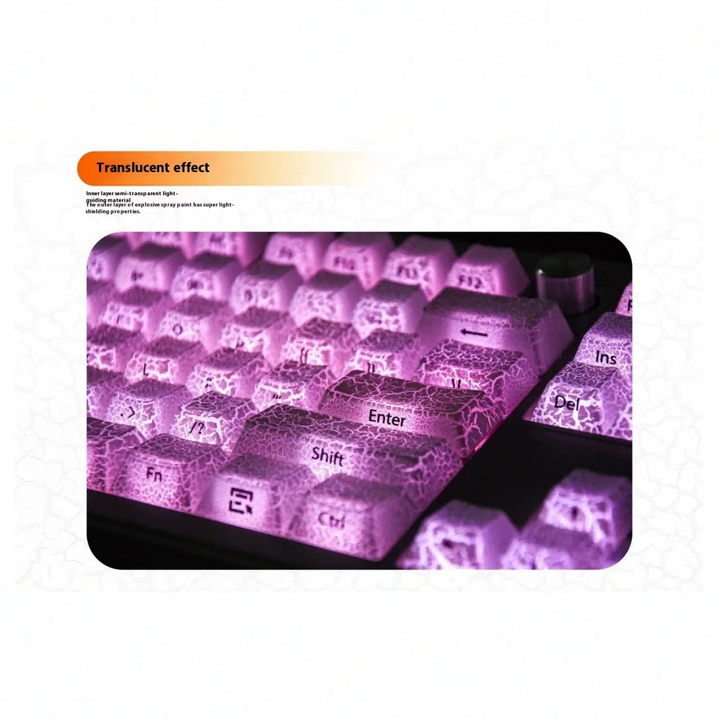 White transparent mechanical keyboard keycaps with side carving detail on keycap profiles