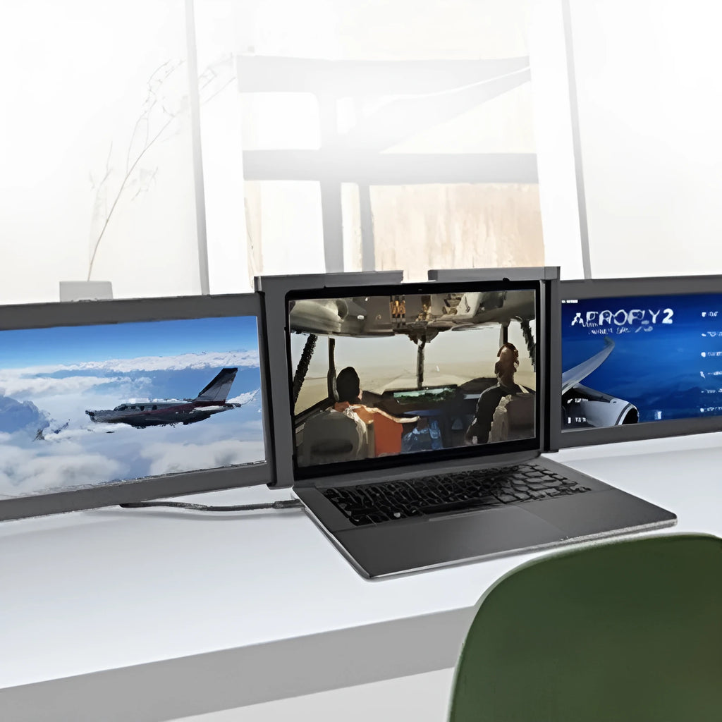 12.2 inch black portable IPS dual screen monitor with USB-C and HDMI ports