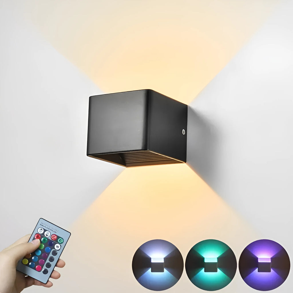 Intelligent human body induction indoor decorative wall lamp 220V with RGB remote control in black shell