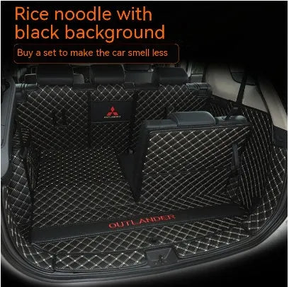 Custom 3D boot liner mat for Mitsubishi Outlander, shown in a black and beige colour combination.