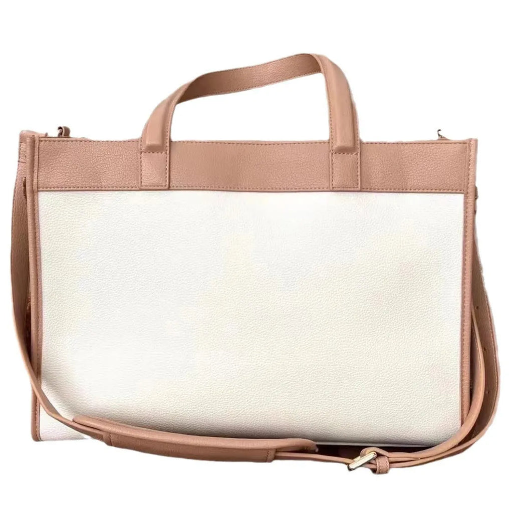 One-shoulder portable dog outing bag in white with brown, 30L capacity, made from PU material, pet product with animal print
