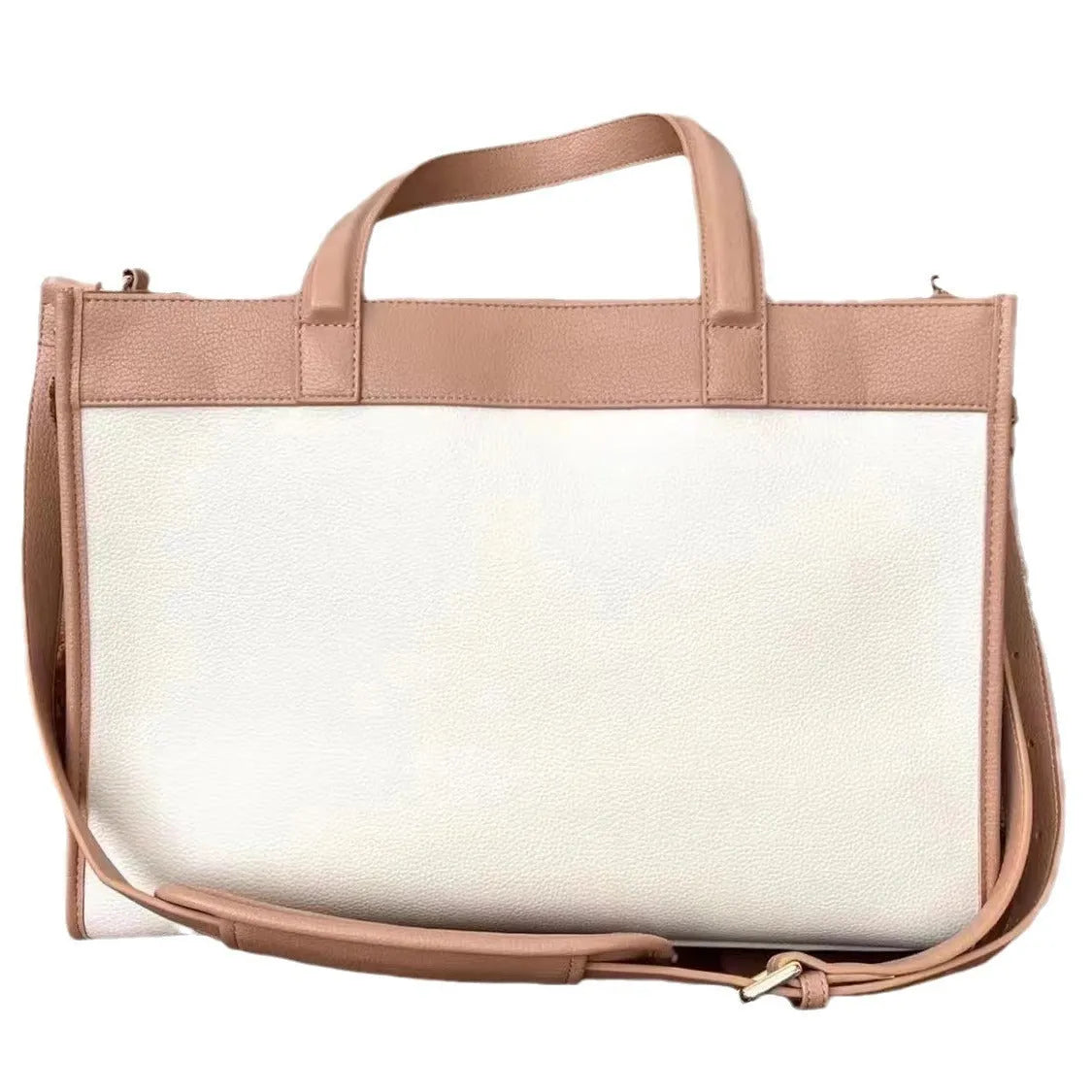 One-shoulder portable dog outing bag in white with brown, 30L capacity, made from PU material, pet product with animal print