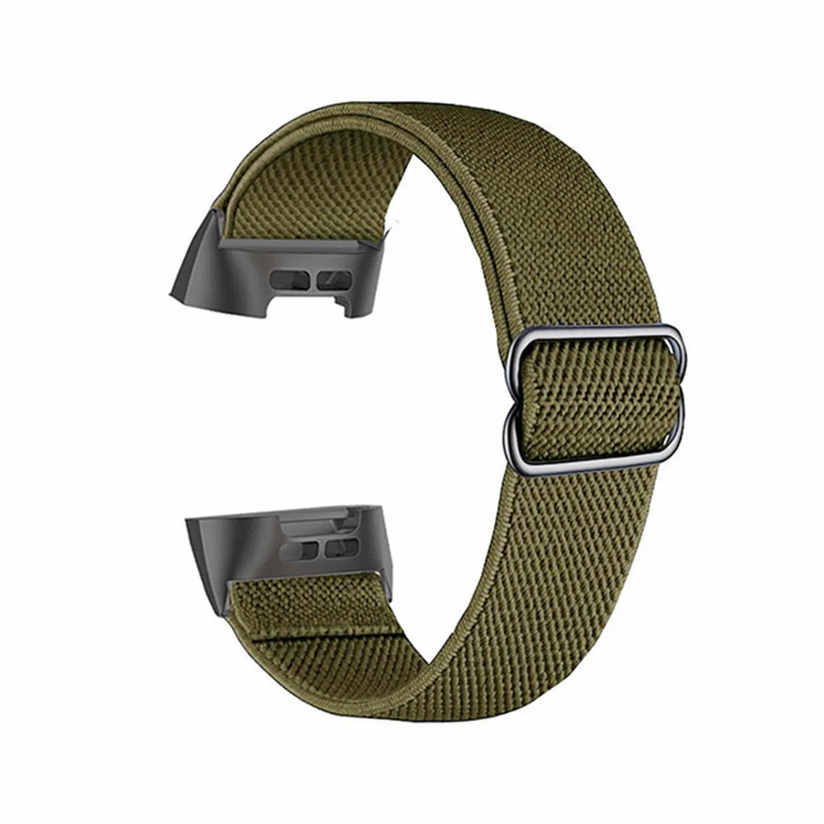 Nylon elastic strap with metal toe cap for Fitbit Charge 6, black colour variant