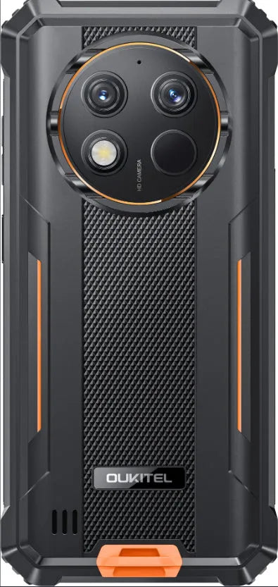 OUKITEL G1 Android mobile phone in grey, green, and orange colour options with included charger.