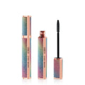 Black waterproof mascara wand with thick curling formula in English packaging
