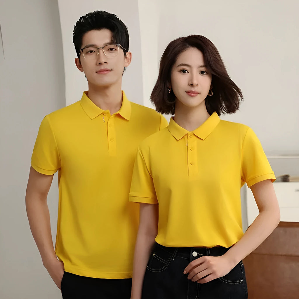 Solid colour cotton blend polo shirt for catering workwear in multiple colours and sizes.