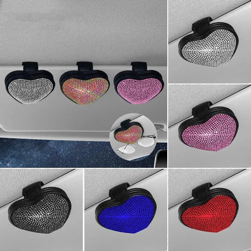 Magnetic PU leather car sun visor storage clip in a choice of seven diamond colours