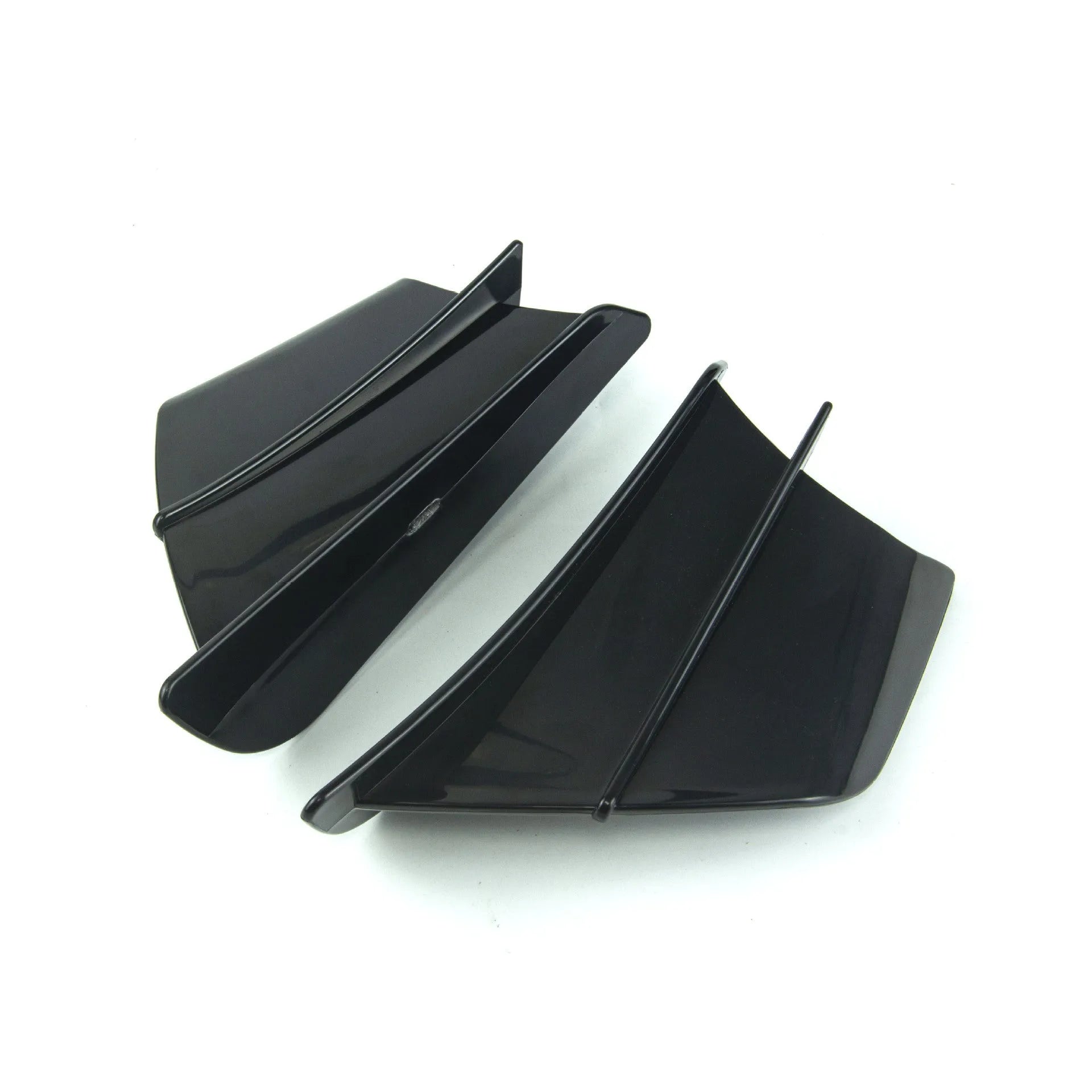 Universal motorcycle spoiler wing accessory measuring 18x8cm with four surface pattern options