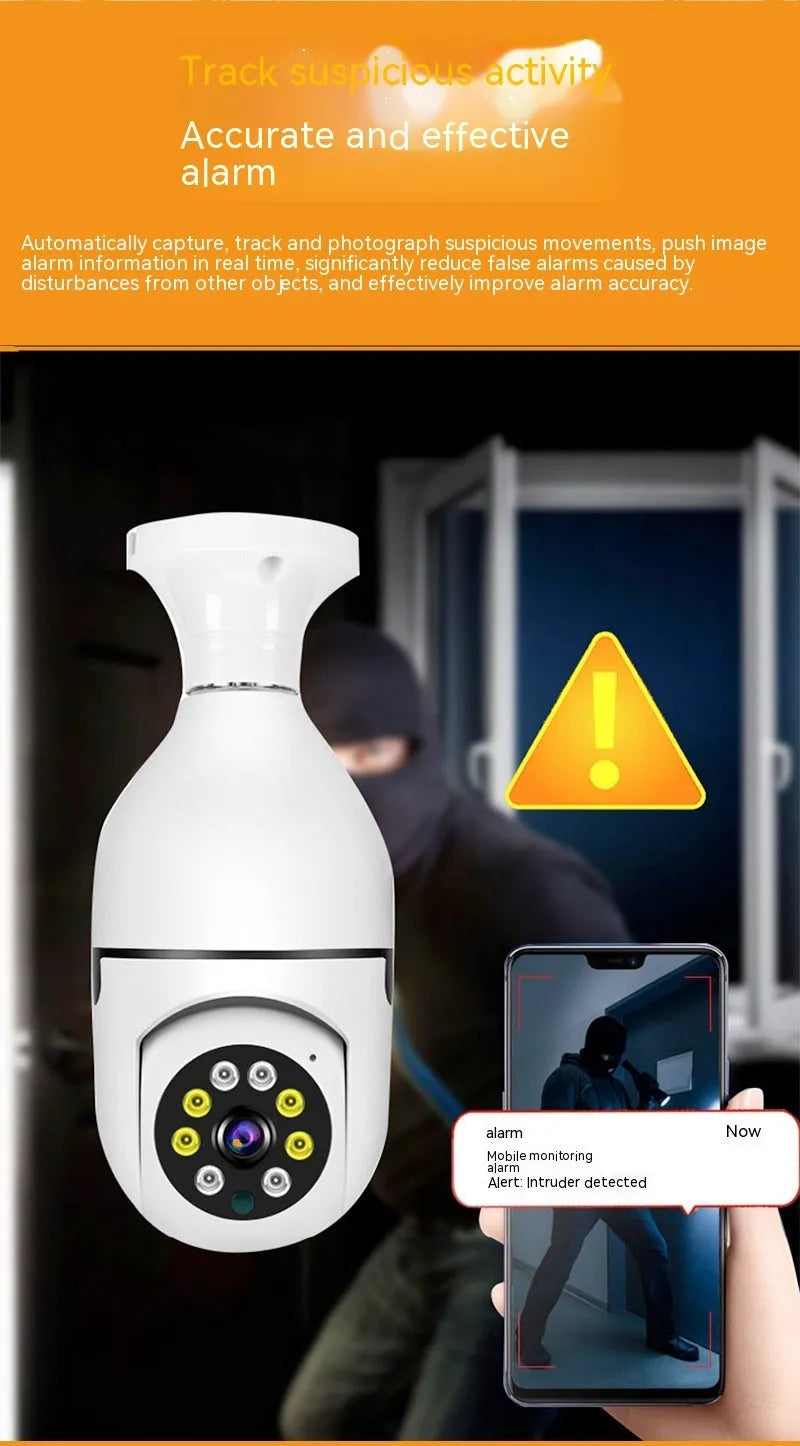 Wireless WiFi bulb security camera with full colour night vision and 1080p HD resolution