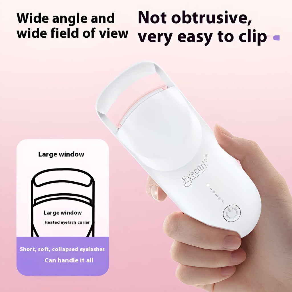 USB electric heating eyelash curler in choice of colours including vanilla apricot, maca pink, and cream white.
