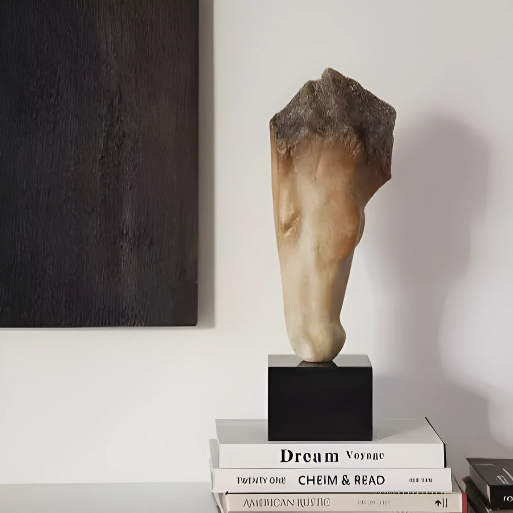 Abstract French retro style horse head desktop sculpture with carved finish, 50cm tall.