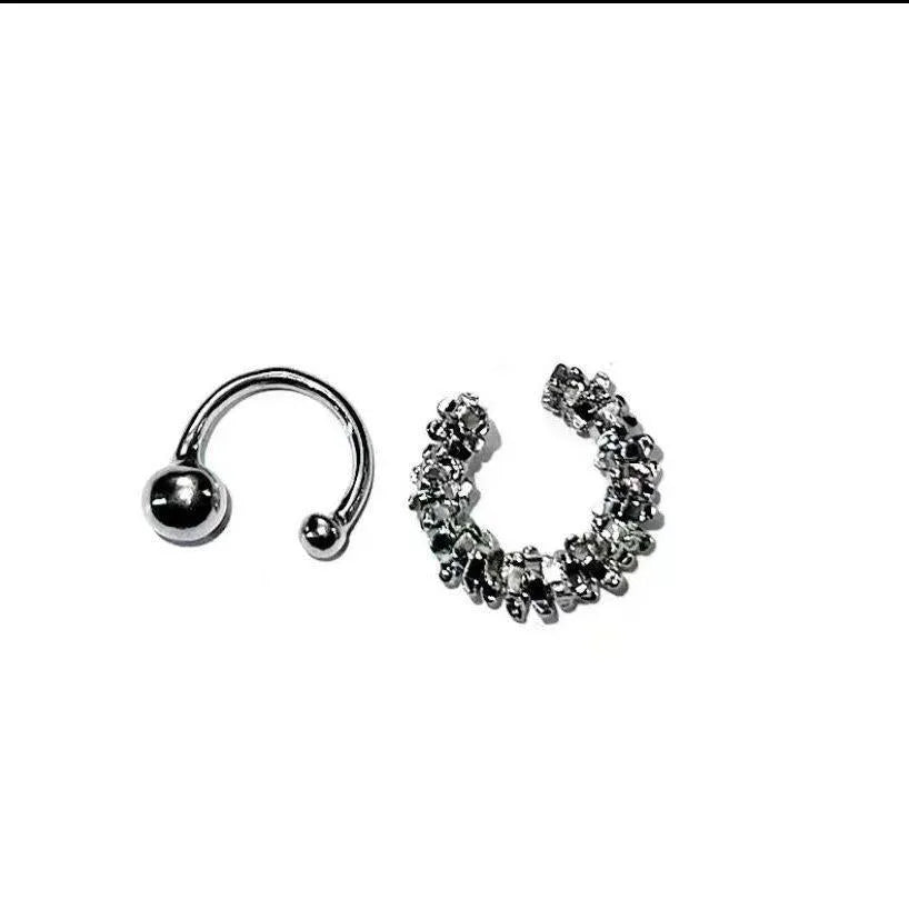 Irregular frosty style alloy ear clip earrings with geometry shape