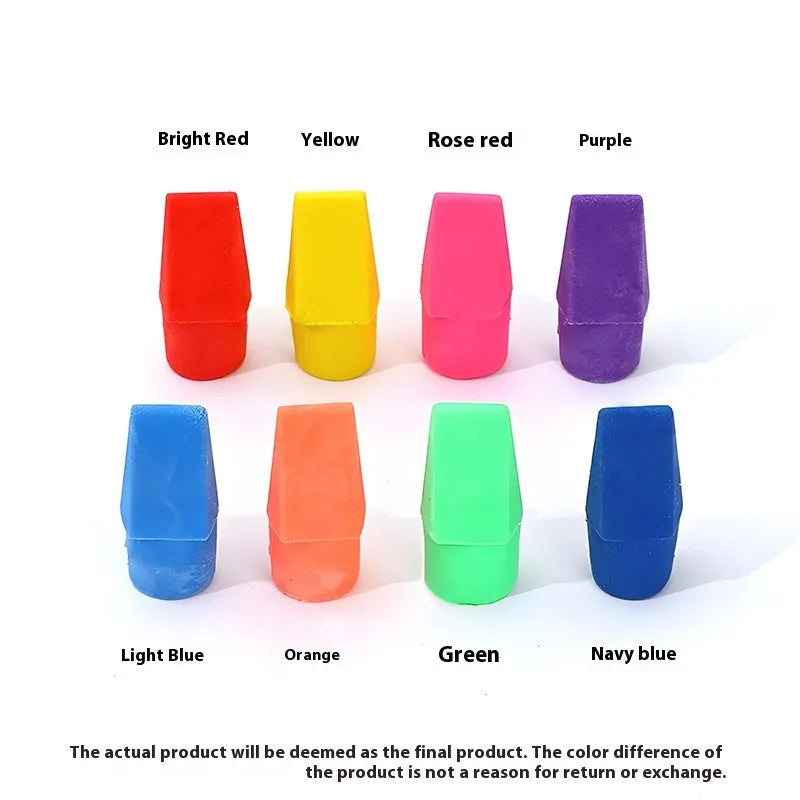 Color knife head bullet eraser in TPR material, 2.2g, random colour from 16 shades including bright red and dark blue