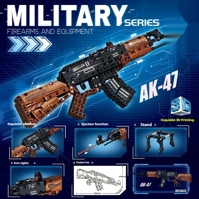 Building blocks toy gun assembly kit in colour box, 98K sniper rifle variant