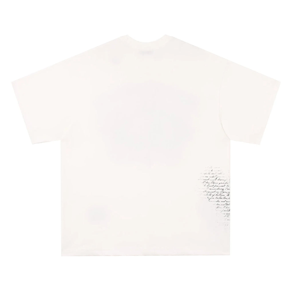 American retro hip hop gothic letter print on a black short sleeve cotton T-shirt.