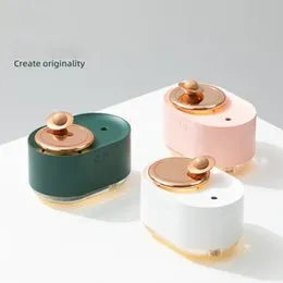 Rotating planet USB humidifier with night light in green, pink, or white colours