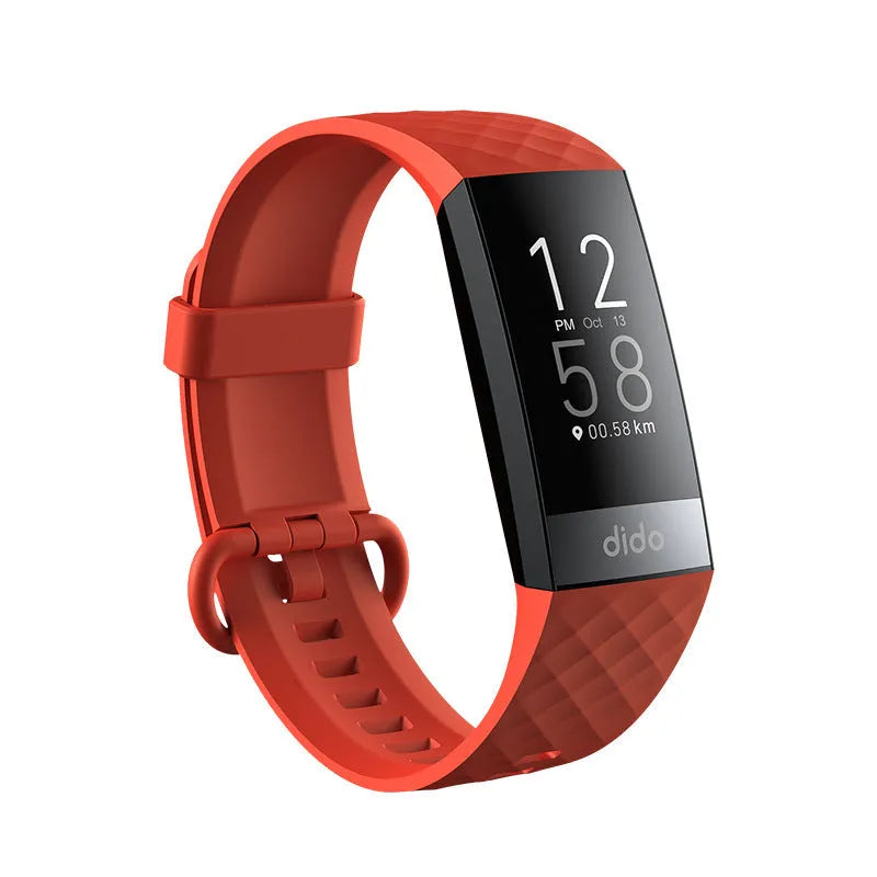 Y6 Black smart bracelet with a 1.1-inch screen showing health metrics on wrist.