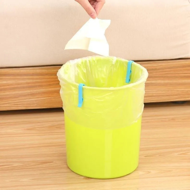 Pack of 10 white PP plastic garbage bag fixing clips for rubbish bins