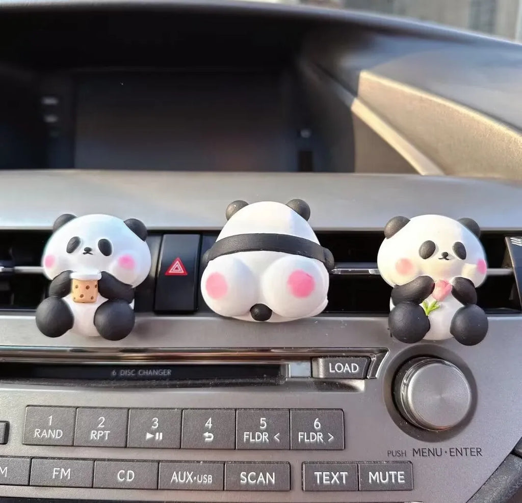 Cute panda character car vent perfume decoration clipped to automotive air vent