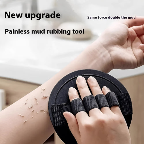 Rubber finger-style bath gadget for women in round cake colour with lace design