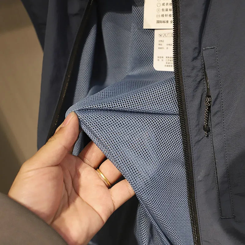 Men's straight fit nylon vest with side seam pockets in black, blue or army green