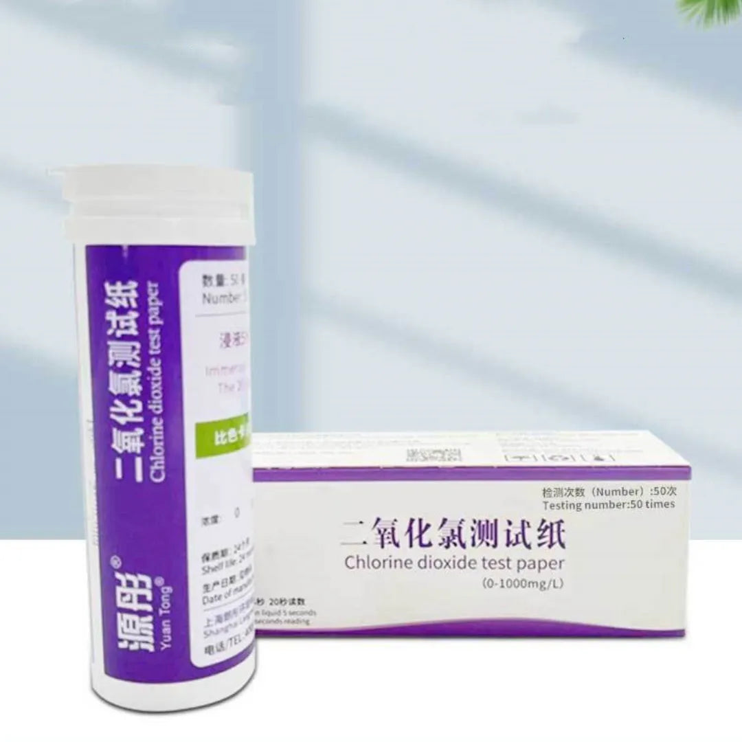 Chlorine dioxide test paper bottle containing 50 pieces for 0-1000mg/L waste water concentration detection