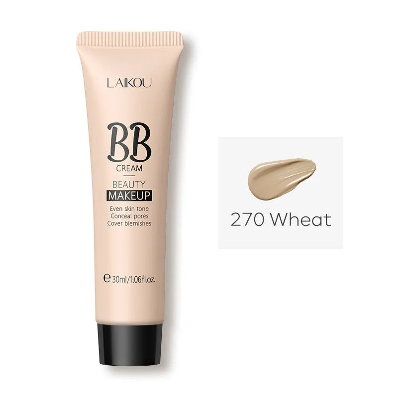 30ml tube of BB cream makeup shown with nine shade options from light to dark.